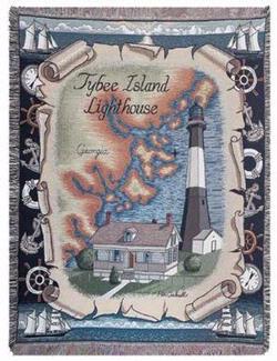 Tybee Island Lighthouse Tapestry Throw