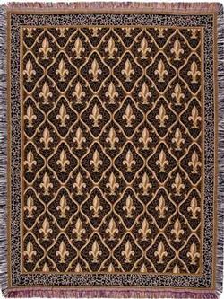 Fleur De Lis - Black Tapestry Throw