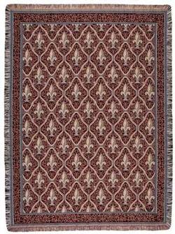 Fleur De Lis - Brick Red Tapestry Throw