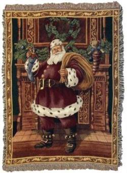 Fireplace Santa Tapestry Throw