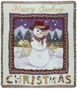 A Happy Cowboy Christmas Tapestry Throw
