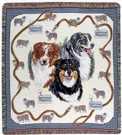 Pedigree Australian Shepherd Dog Tapestry Throw