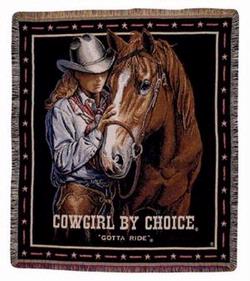Cowgirl by Choice Gotta Ride Tapestry Throw
