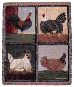 Mr. Rooster & The Girls Tapestry Throw