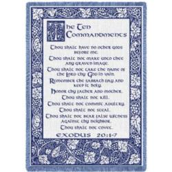 Exodus 20:1-17 Ten Commandments - Blue Tapestry Throw