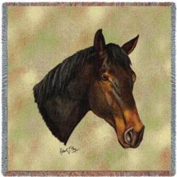 Thoroughbred Dark Brown Horse Tapestry Throw