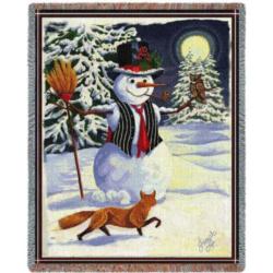 Twilight Frosty Snowman Tapestry Throw