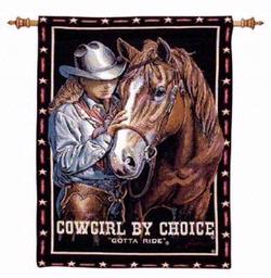 Cowgirl By Choice Gotta Ride Tapestry Wall Hanging
