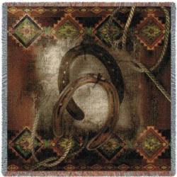 Western Cowboy Horseshoe Woven Tapestry Throw