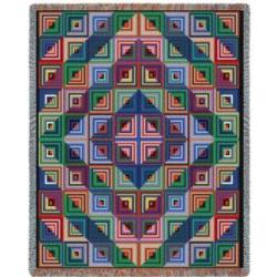 Log Cabin Quilt Tapestry Throw