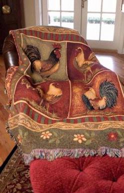 NEW Mediterranean Rooster Tapestry Throw