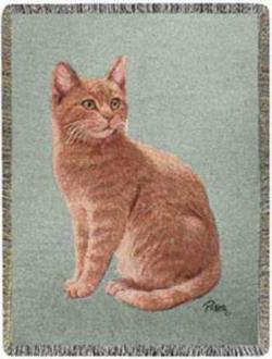 SALE Orange Tabby Cat Tapestry Throw