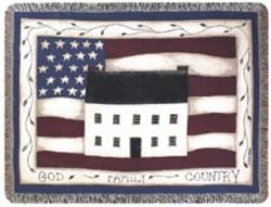 God, Family, Country Tapestry Throw