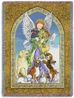 Angel of Dogs Tapestry Throw