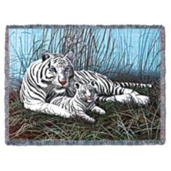 White Tiger In The Mist Tapestry Throw