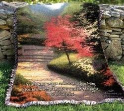 Afternoon Light Dogwood Proverbs 3:6 Tapestry Throw