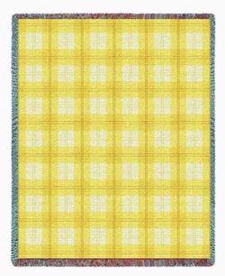 Lemon Plaid Tapestry Throw