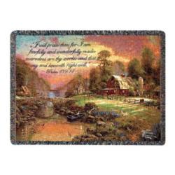 Psalm 139:14 Sunset At Riverbend Tapestry Throw