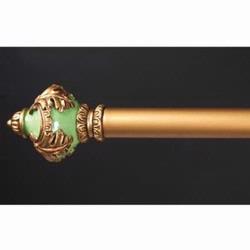 Green/Gold Finial Rod, Drapery or Wall Hanging Rod