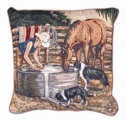Working Cowgirl Tapestry Pillow