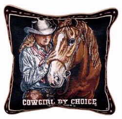 Cowgirl by Choice Gotta Ride Tapestry Pillow