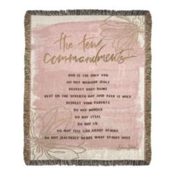 Exodus 20:1-17 NEW Ten Commandments - Pink Tapestry Throw