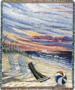 A Day At The Beach Tapestry Throw