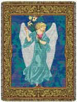 Angel In Blue Tapestry Throw
