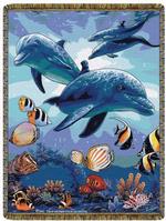 Dolphins In Light Tapestry Throw