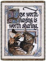 Love Worth Having Cat Tapestry Throw