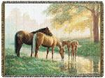 Spring Morning Horses Tapestry Throw