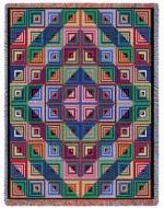 Log Cabin Quilt Tapestry Throw