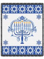 Menorah & Star of David Throw Blanket