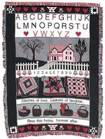 Baskets and Quilts Throw Blanket