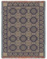 1845 Quilt Taupe / Dark Blue Throw Blanket