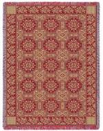 1845 Quilt Taupe / Cranberry Throw Blanket