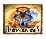 Harley Davidson ® Wolf Sun Moon Tapestry Throw