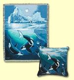 Arctic Orcas Tapestry Throw