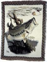 Bass and Spinnerbait Tapestry Throw