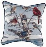 Winter Songbirds Tapestry Throw Pillow