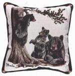 Black Bear Family Tapestry Throw Pillow