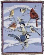 Winter Songbirds Tapestry Throw