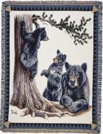 Black Bear Family Tapestry Throw