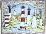 South Carolina Chart Lighthouses Tapestry Throw