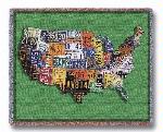 USA Tags Tapestry Throw