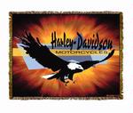 Harley Davidson ® Eagle Fire Tapestry Throw Blanket