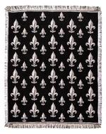  NEW Royal Fleur De Lis Black Throw Blanket