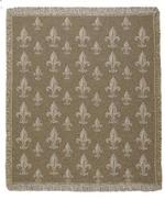  NEW Royal Fleur De Lis Khaki Throw Blanket