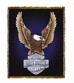 Harley Davidson ® Eagle Steel Tapestry Throw