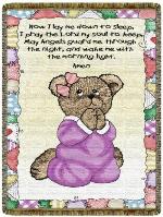 Now I Lay Me Down - Little Girl Bear TapestryThrow